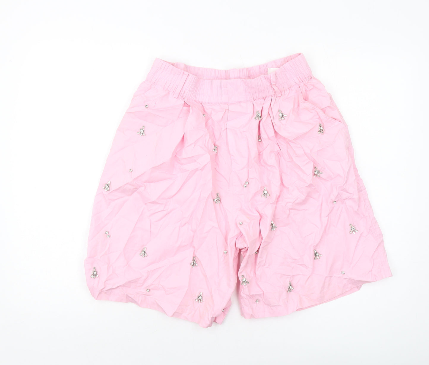 Zara Womens Pink Cotton Bermuda Shorts Size M L9 in Regular Pull On