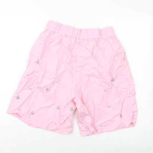 Zara Womens Pink Cotton Bermuda Shorts Size M L9 in Regular Pull On