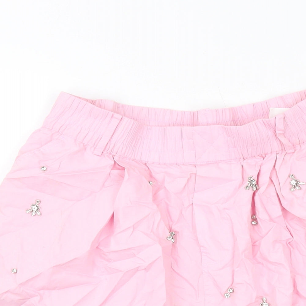 Zara Womens Pink Cotton Bermuda Shorts Size M L9 in Regular Pull On