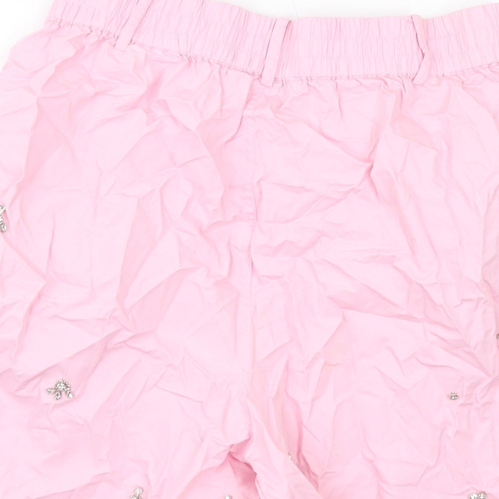 Zara Womens Pink Cotton Bermuda Shorts Size M L9 in Regular Pull On