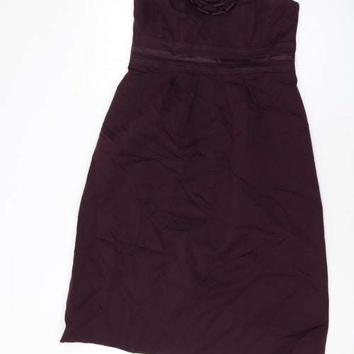 Autograph Womens Purple Cotton A-Line Size 12 Off the Shoulder Zip
