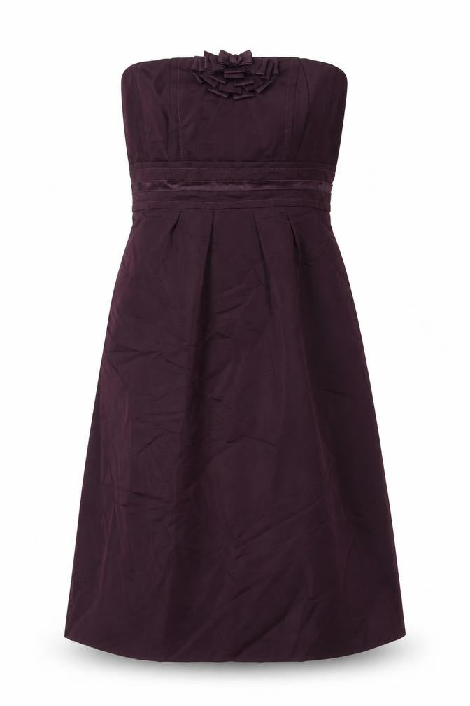 Autograph Womens Purple Cotton A-Line Size 12 Off the Shoulder Zip