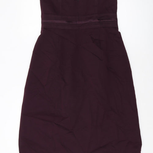 Autograph Womens Purple Cotton A-Line Size 12 Off the Shoulder Zip
