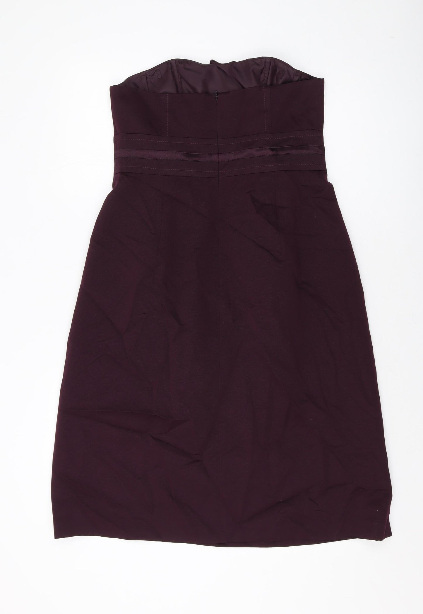 Autograph Womens Purple Cotton A-Line Size 12 Off the Shoulder Zip
