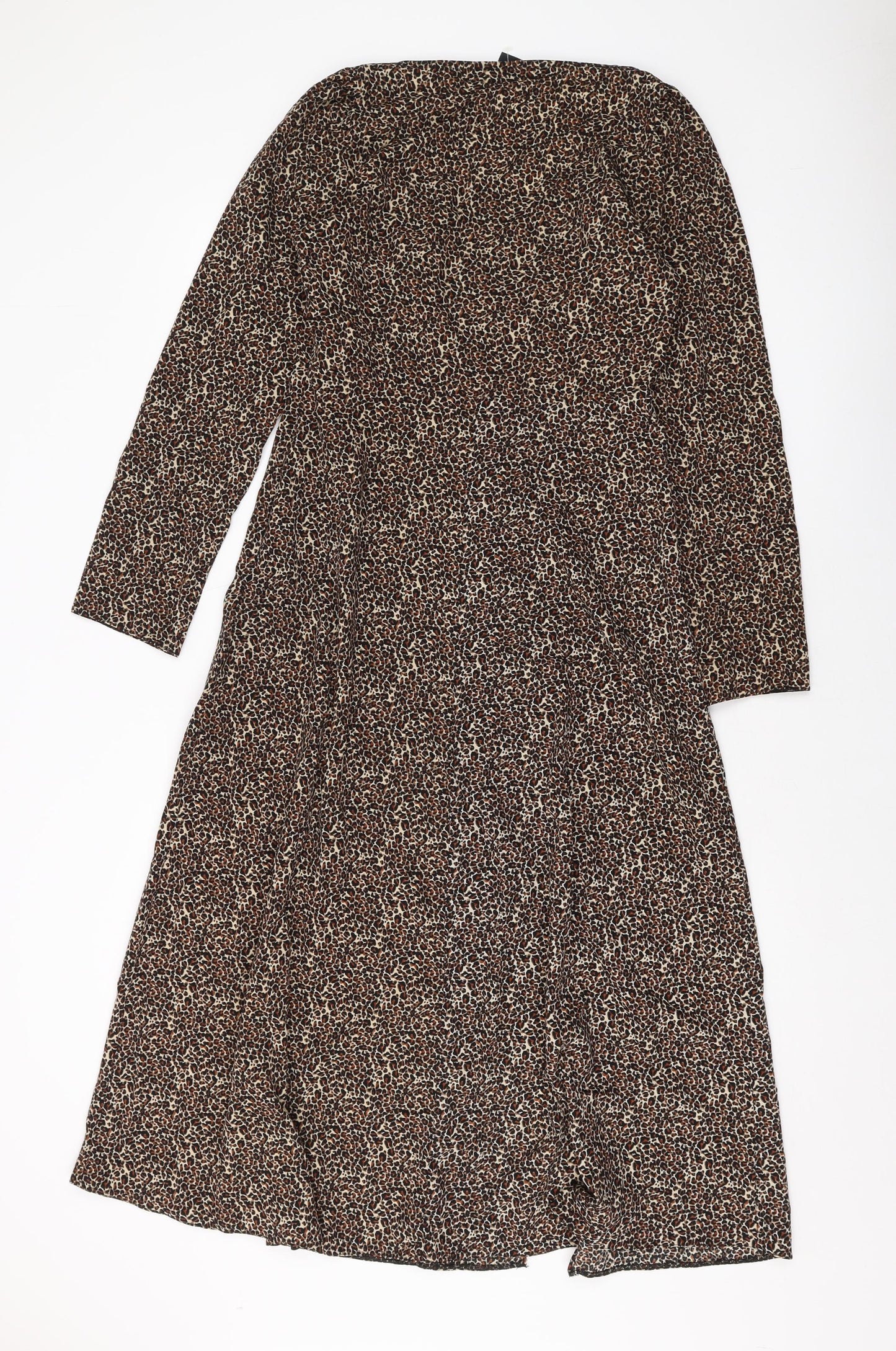 ASOS Womens Brown Animal Print Polyester A-Line Size 10 Square Neck Zip