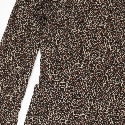ASOS Womens Brown Animal Print Polyester A-Line Size 10 Square Neck Zip