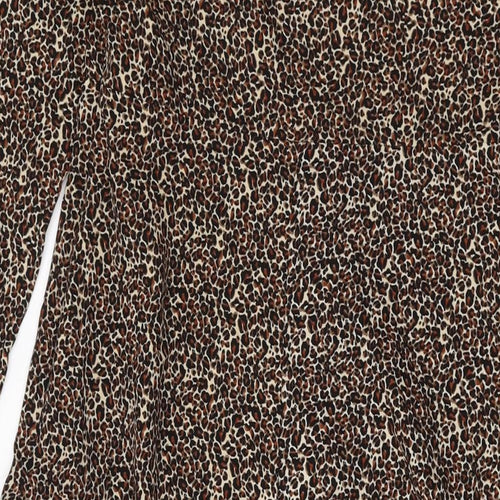 ASOS Womens Brown Animal Print Polyester A-Line Size 10 Square Neck Zip