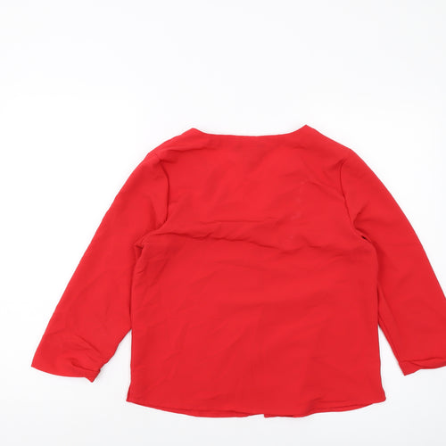 New Look Womens Red Polyester Basic Blouse Size 10 V-Neck