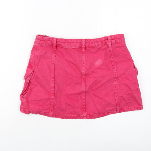 Zara Womens Pink Cotton Mini Skirt Size S Button