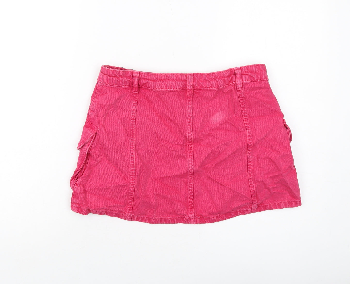 Zara Womens Pink Cotton Mini Skirt Size S Button