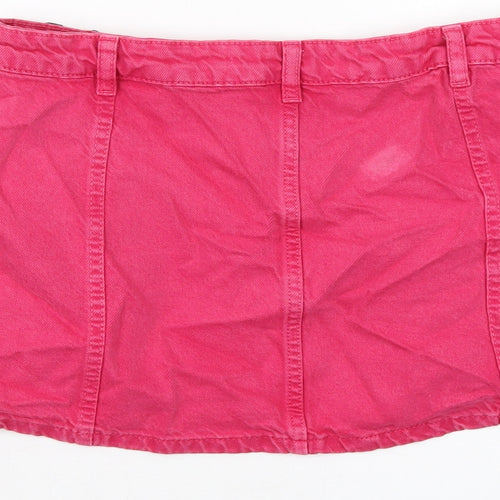 Zara Womens Pink Cotton Mini Skirt Size S Button