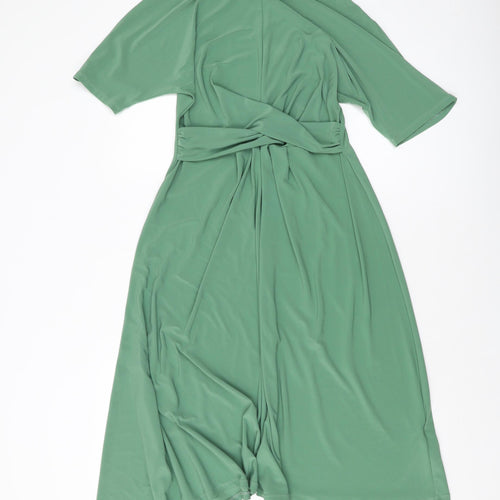 Topshop Womens Green Polyester A-Line Size 8 Round Neck Pullover