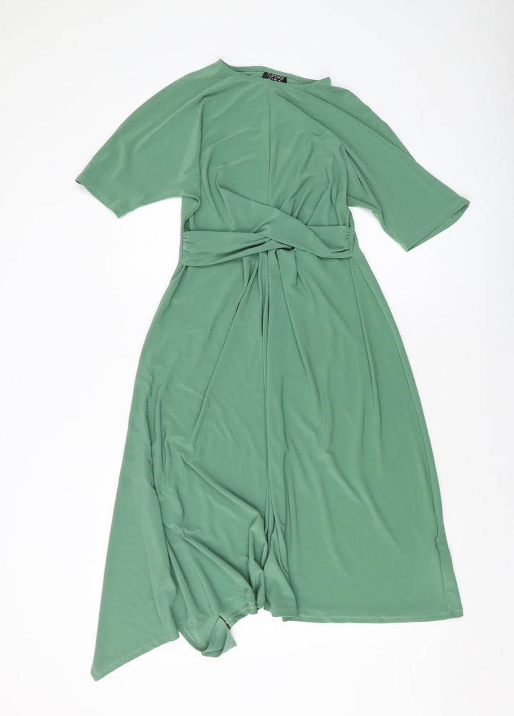 Topshop Womens Green Polyester A-Line Size 8 Round Neck Pullover