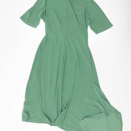 Topshop Womens Green Polyester A-Line Size 8 Round Neck Pullover