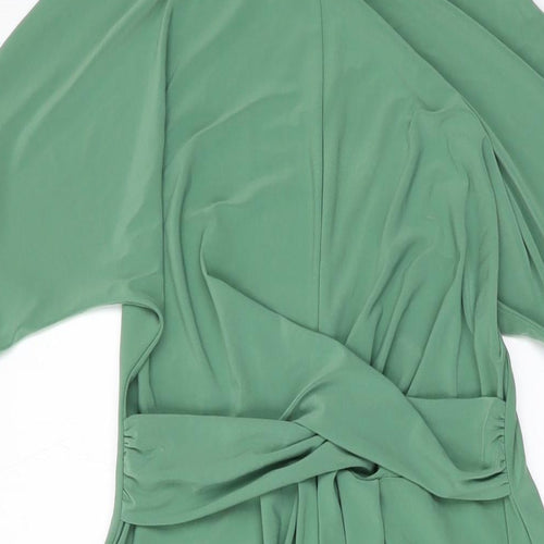 Topshop Womens Green Polyester A-Line Size 8 Round Neck Pullover