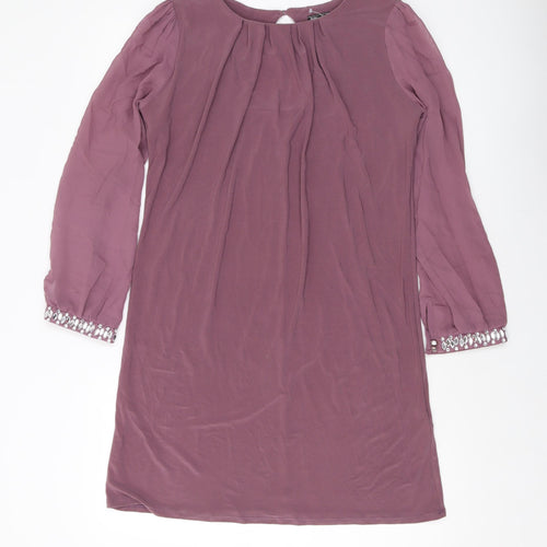 Dorothy Perkins Womens Pink Polyester A-Line Size 10 Round Neck Button