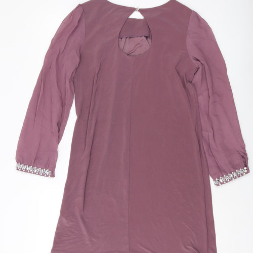 Dorothy Perkins Womens Pink Polyester A-Line Size 10 Round Neck Button