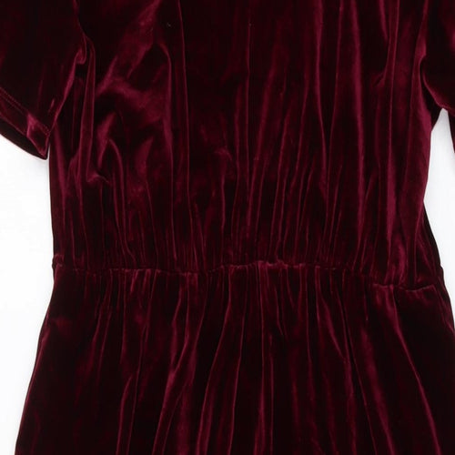 NEXT Womens Red Polyester A-Line Size 14 Mock Neck Button