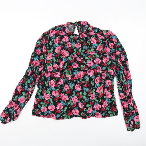 Nobody's Child Womens Multicoloured Floral Viscose Basic Blouse Size 10 Round Neck