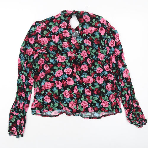 Nobody's Child Womens Multicoloured Floral Viscose Basic Blouse Size 10 Round Neck