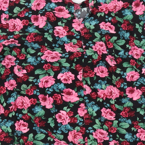 Nobody's Child Womens Multicoloured Floral Viscose Basic Blouse Size 10 Round Neck