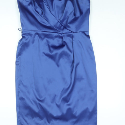 Bravissimo Womens Blue Polyester Shift Size 14 Square Neck Zip