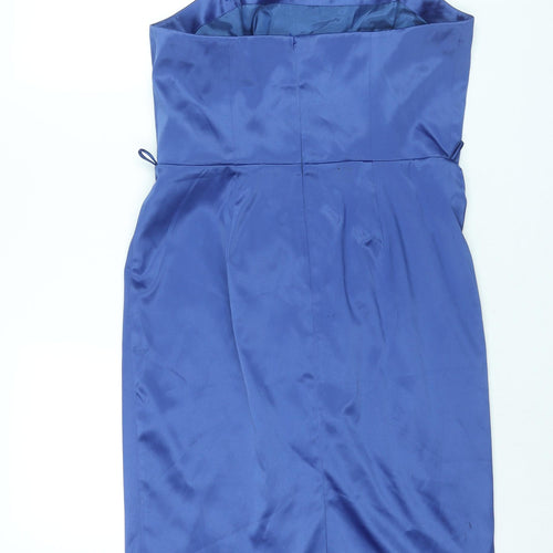 Bravissimo Womens Blue Polyester Shift Size 14 Square Neck Zip
