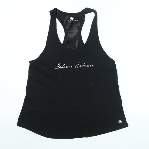 New Look Womens Black Cotton Basic Tank Size L Scoop Neck Pullover - Believe Achieve