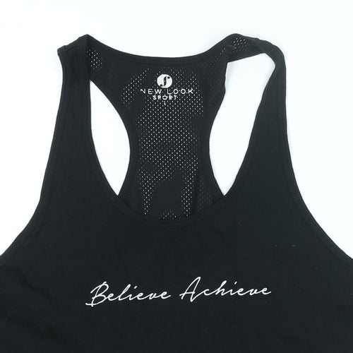 New Look Womens Black Cotton Basic Tank Size L Scoop Neck Pullover - Believe Achieve