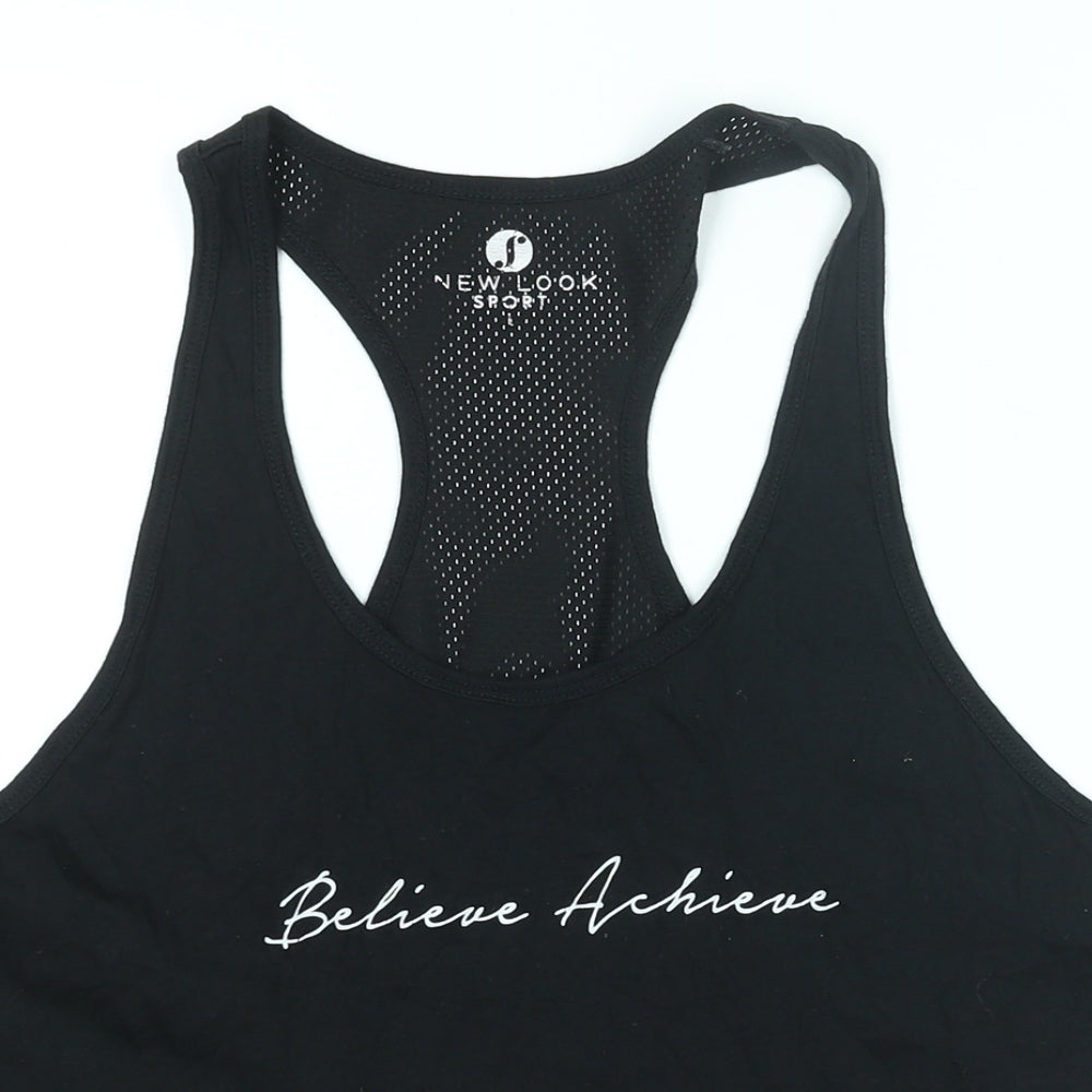 New Look Womens Black Cotton Basic Tank Size L Scoop Neck Pullover - Believe Achieve