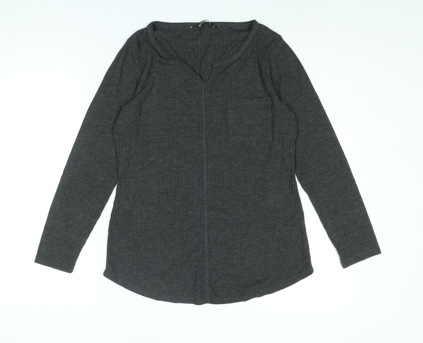 Bonmarché Womens Green Polyester Basic T-Shirt Size 12 V-Neck - Ribbed