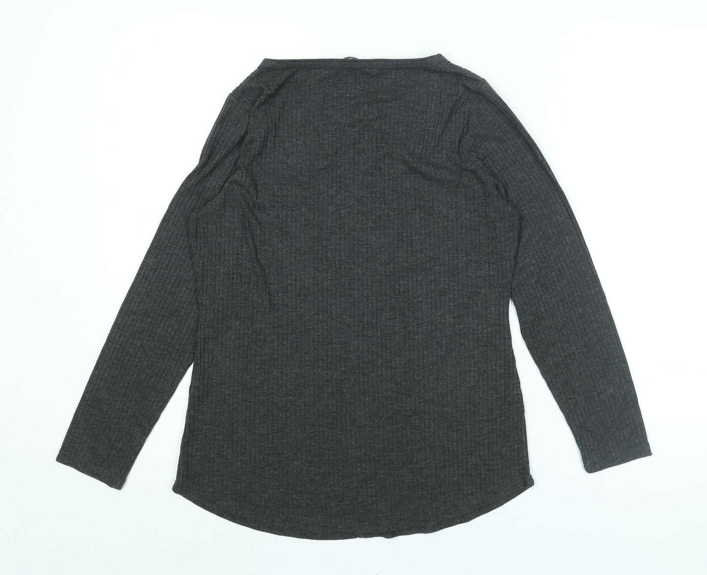 Bonmarché Womens Green Polyester Basic T-Shirt Size 12 V-Neck - Ribbed