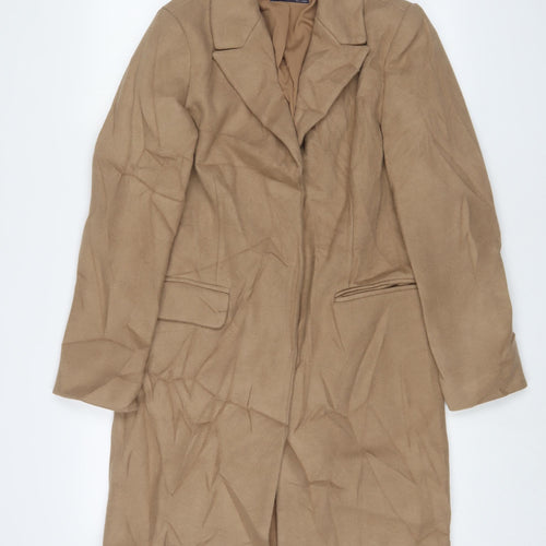 Marks and Spencer Womens Beige Overcoat Coat Size 8 Snap