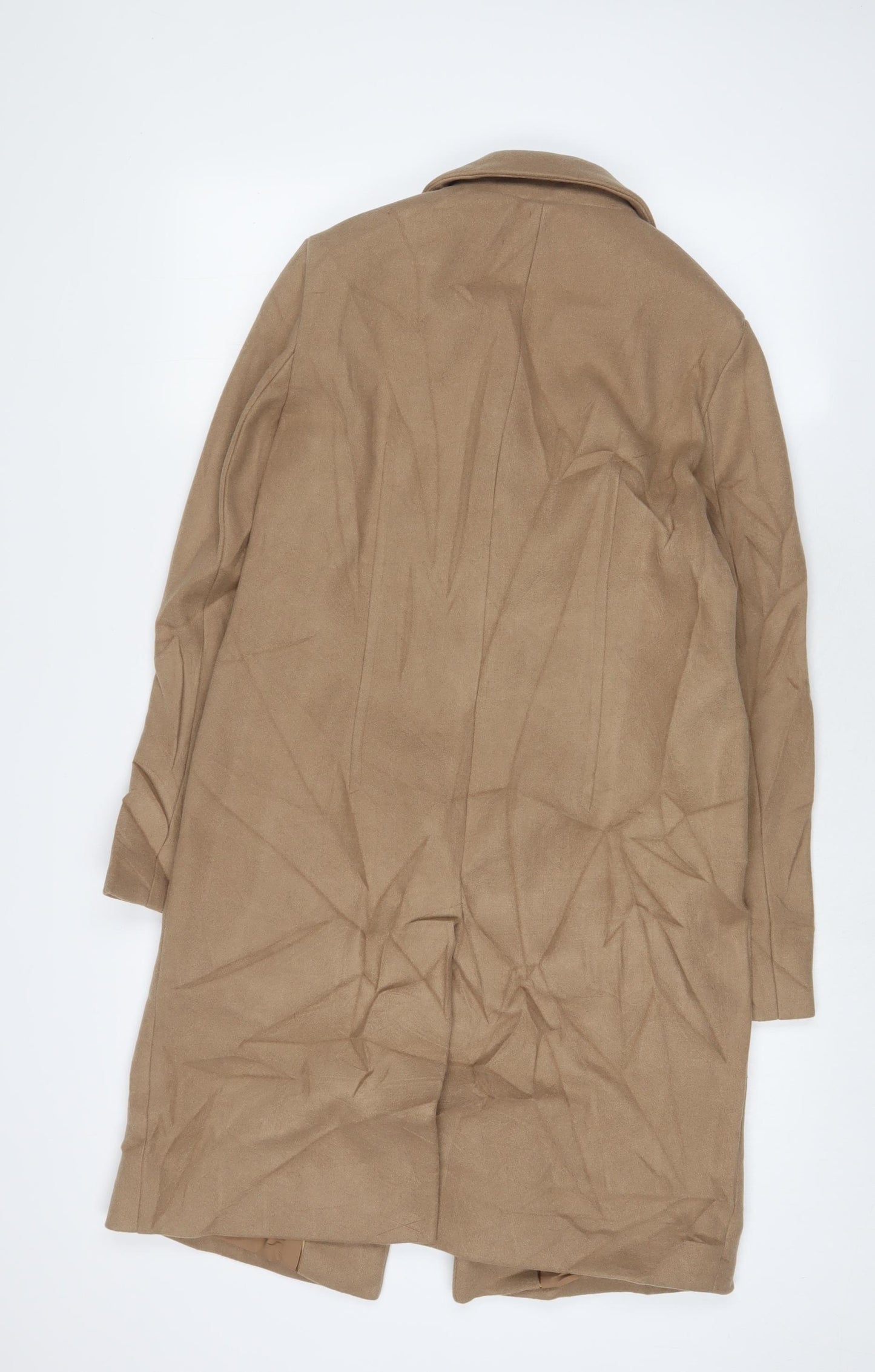 Marks and Spencer Womens Beige Overcoat Coat Size 8 Snap