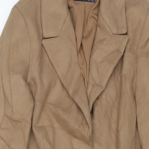 Marks and Spencer Womens Beige Overcoat Coat Size 8 Snap