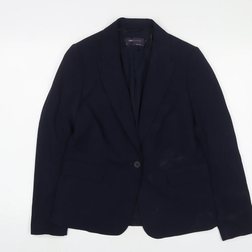 Marks and Spencer Womens Blue Jacket Blazer Size 10 Button
