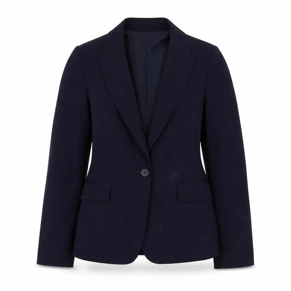Front view of Marks & Spencer women’s blue jacket blazer, size UK 10, button