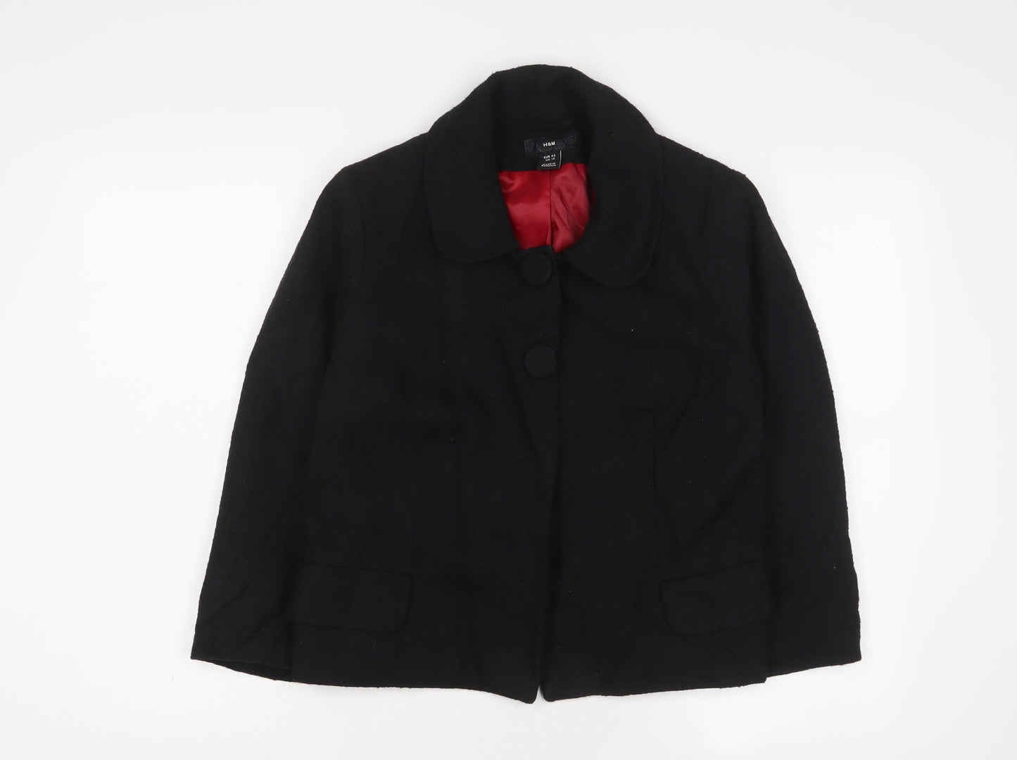 H&M Womens Black Jacket Size 14 Snap