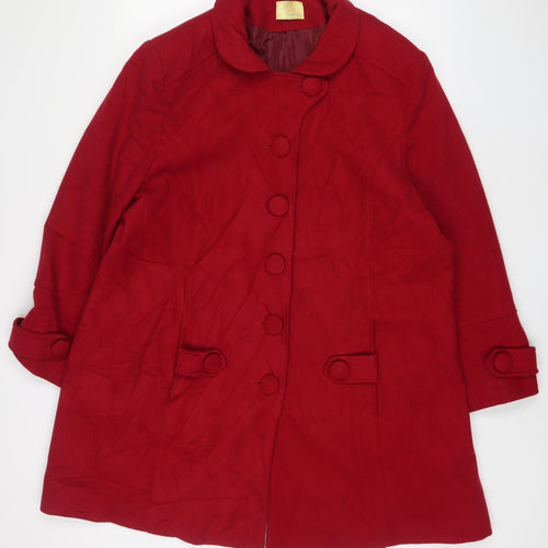 Agenda Womens Red Overcoat Coat Size 24 Button