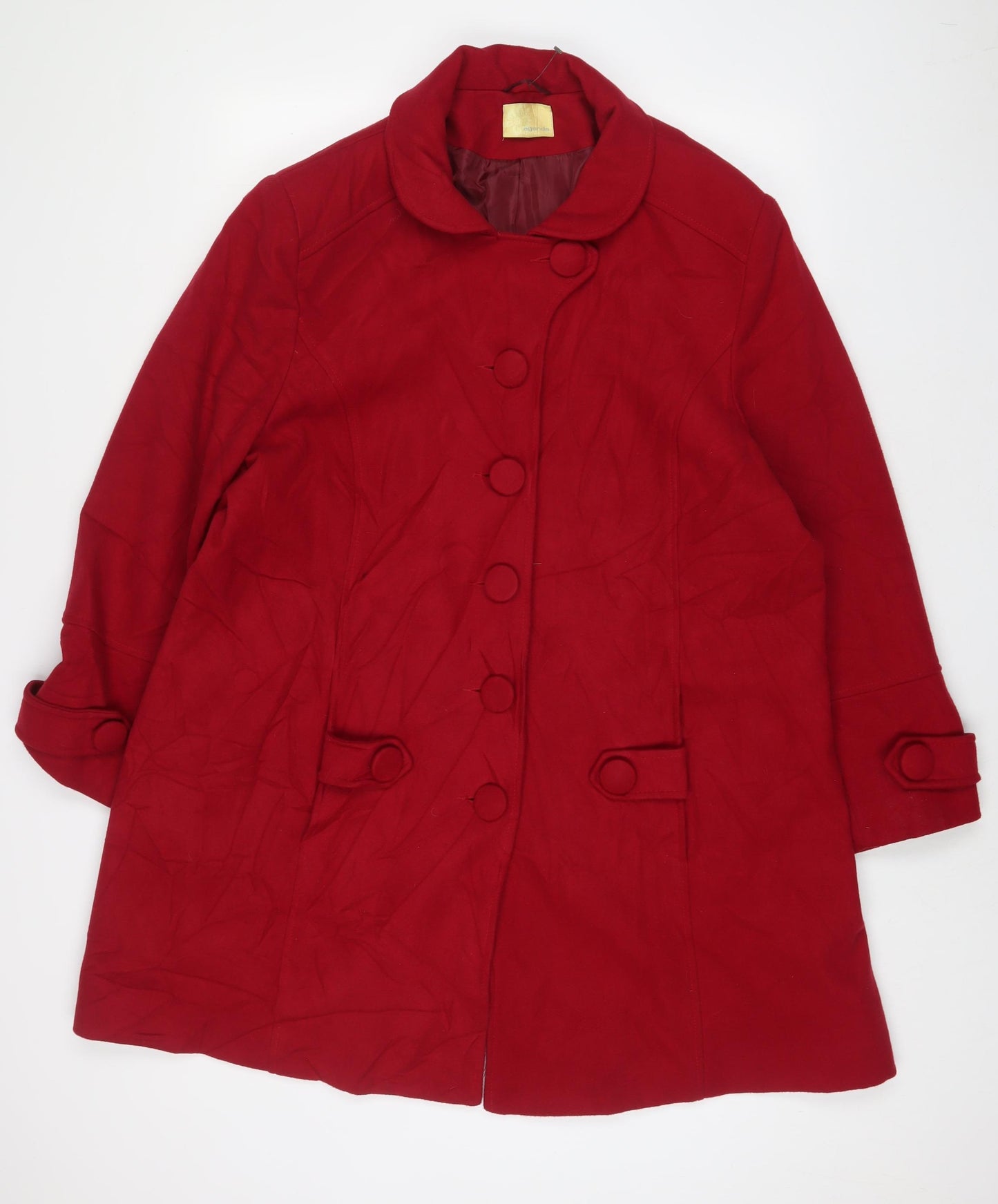 Agenda Womens Red Overcoat Coat Size 24 Button