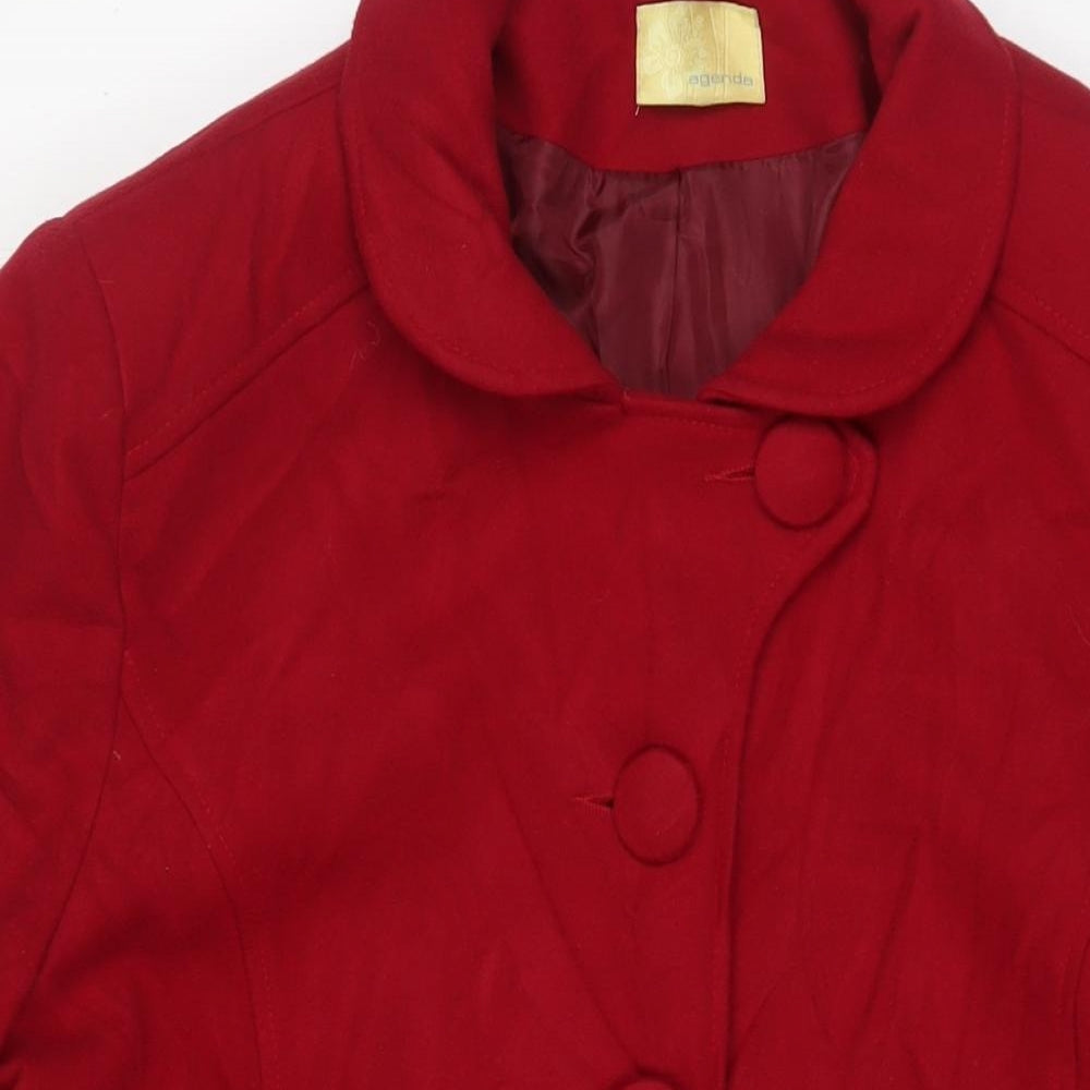 Agenda Womens Red Overcoat Coat Size 24 Button