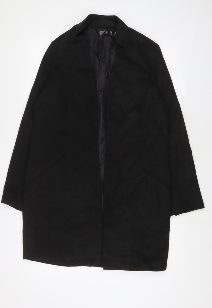 Marks and Spencer Womens Black Overcoat Coat Size 8 - Open