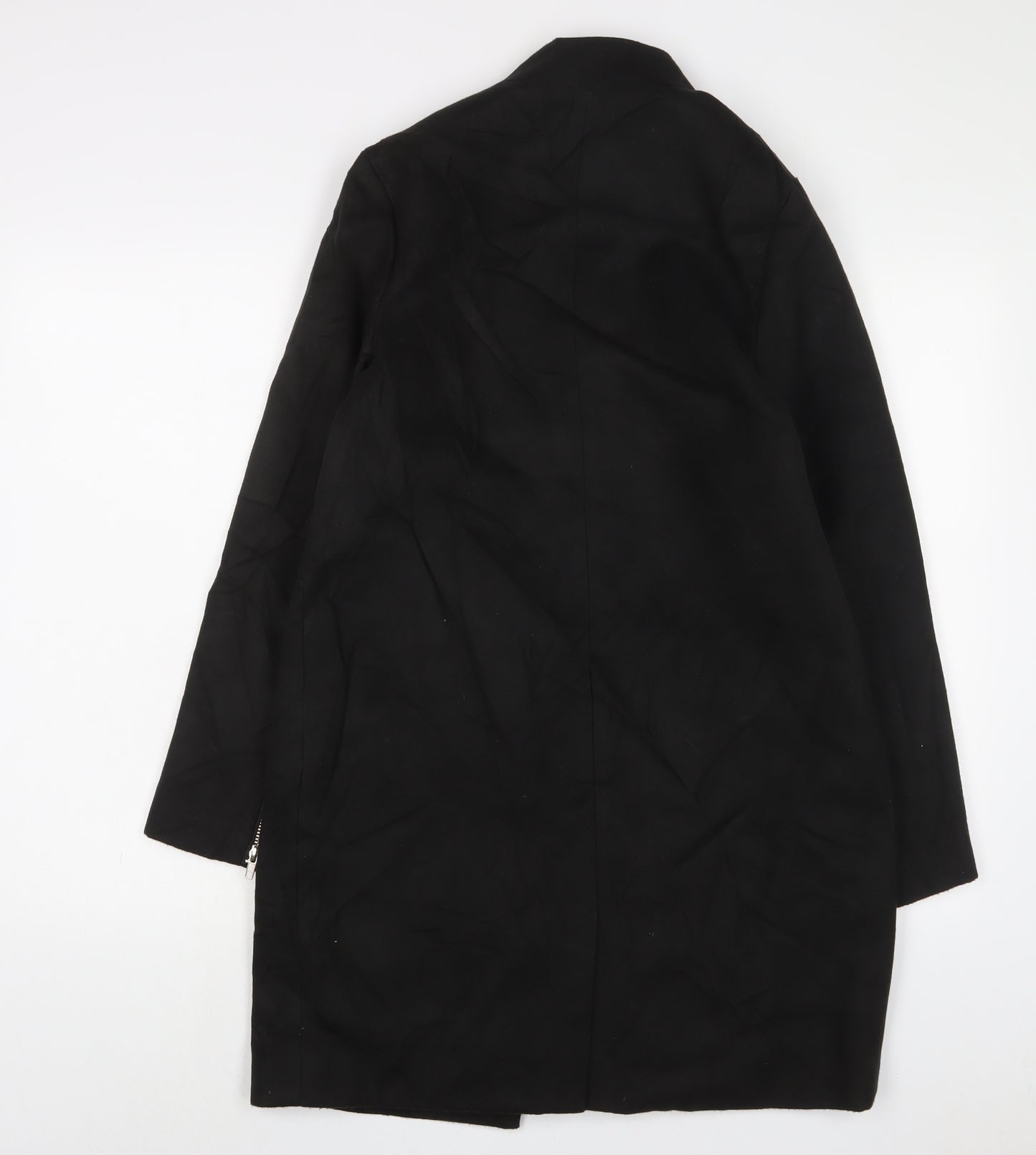 Marks and Spencer Womens Black Overcoat Coat Size 8 - Open