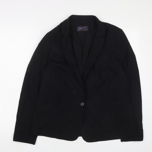 Marks and Spencer Womens Black Jacket Blazer Size 14 Button