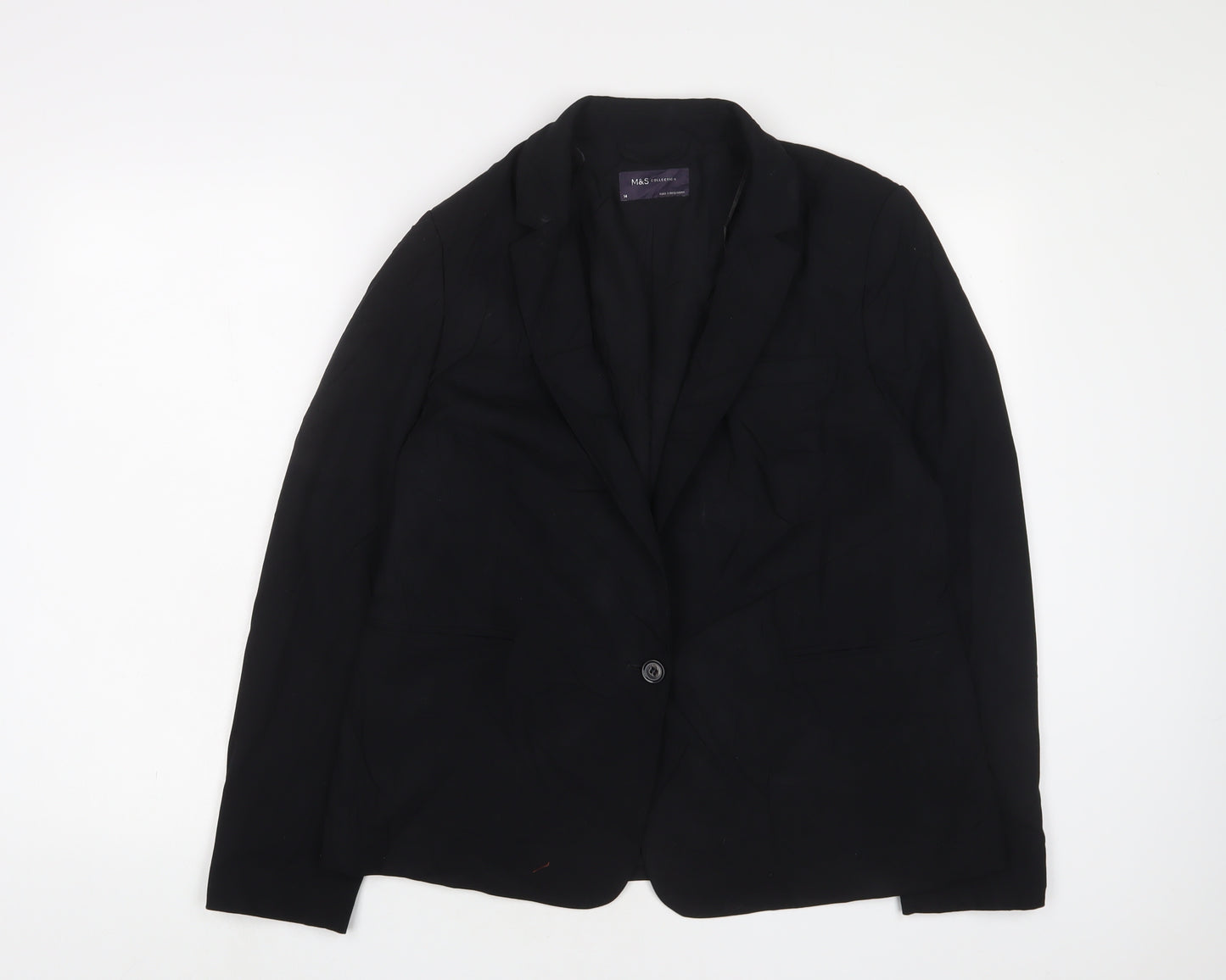 Marks and Spencer Womens Black Jacket Blazer Size 14 Button