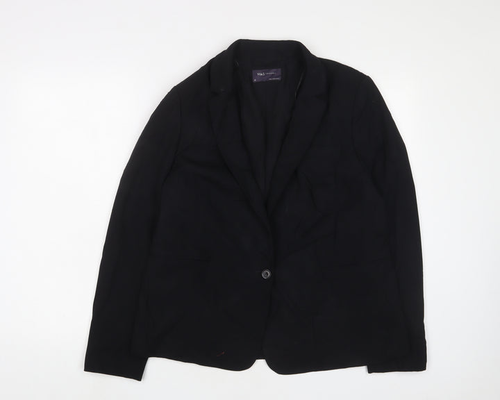 Marks and Spencer Womens Black Jacket Blazer Size 14 Button