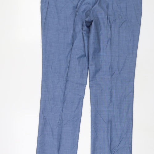 River Island Mens Blue Wool Trousers Size 36 in L34 in Regular Hook & Eye - Long Leg