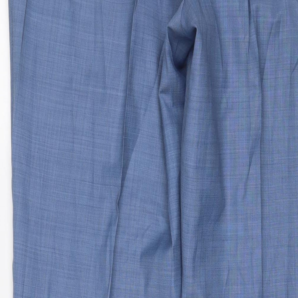 River Island Mens Blue Wool Trousers Size 36 in L34 in Regular Hook & Eye - Long Leg