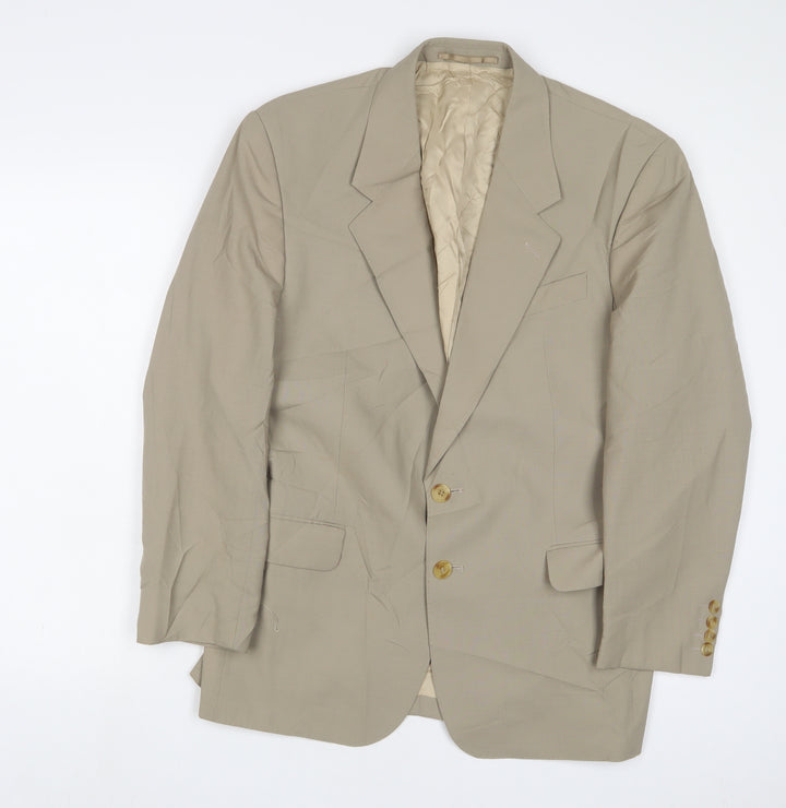 WHITE LOCKS Mens Beige Polyester Jacket Suit Jacket Size 40 Regular