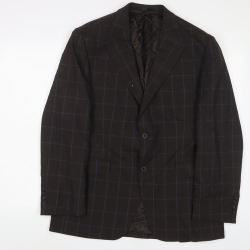 DAKS Mens Brown Check Wool Jacket Suit Jacket Size 40 Regular